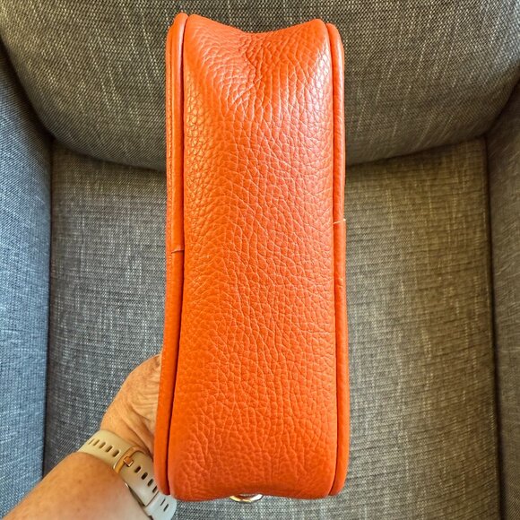 Italian Leather Tassel Crossbody Camera Bag in Orange - Picture 3 of 4